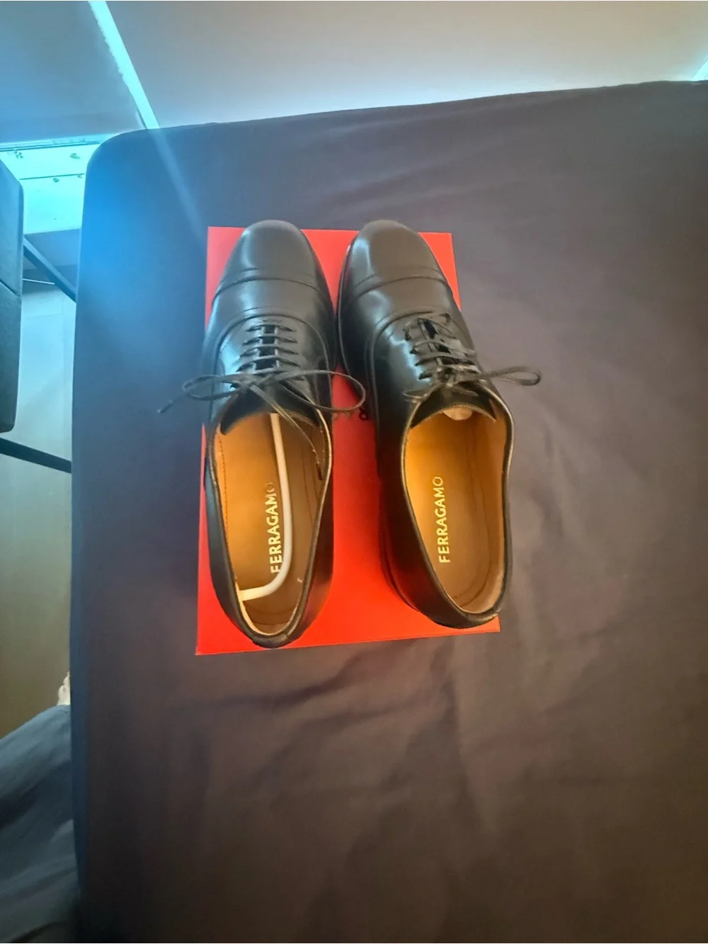 Brand new never worn Salvatore Ferragamo Black Leather Cap-Toe Oxfords